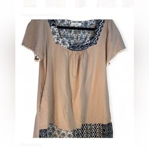 Mushroom core Boho Umgee Beige Blue Dress size S